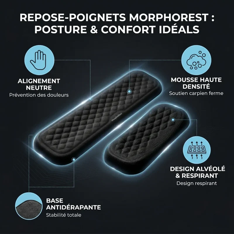 Repose poignet clavier / souris MorphoRest | Alignement Neutre & Mousse Haute Densité
