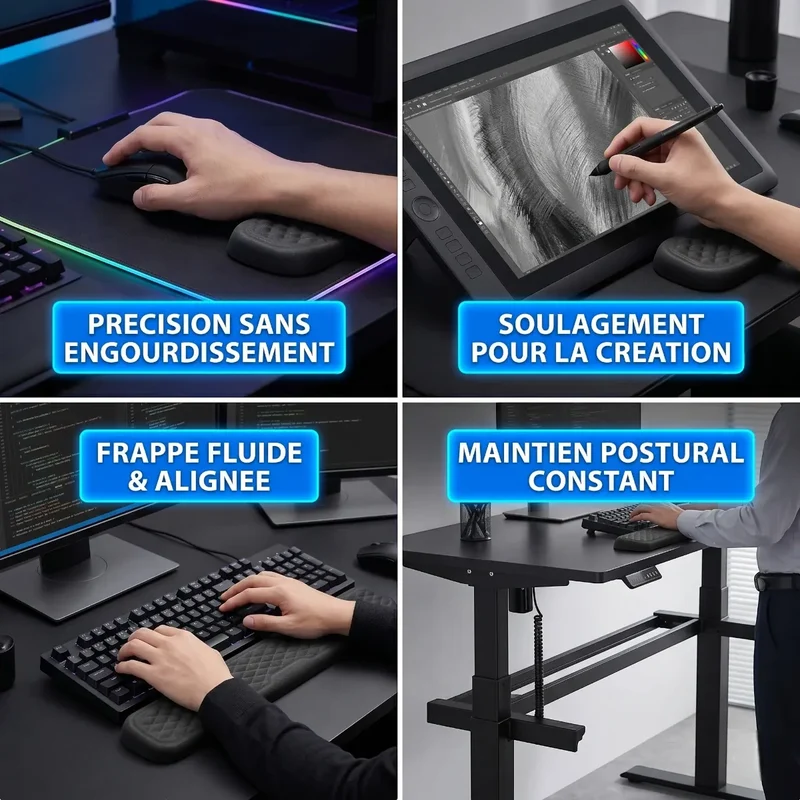 Repose poignet clavier / souris MorphoRest | Alignement Neutre & Mousse Haute Densité