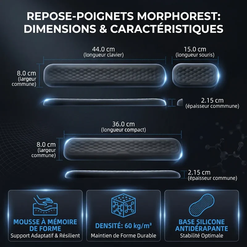Repose poignet clavier / souris MorphoRest | Alignement Neutre & Mousse Haute Densité