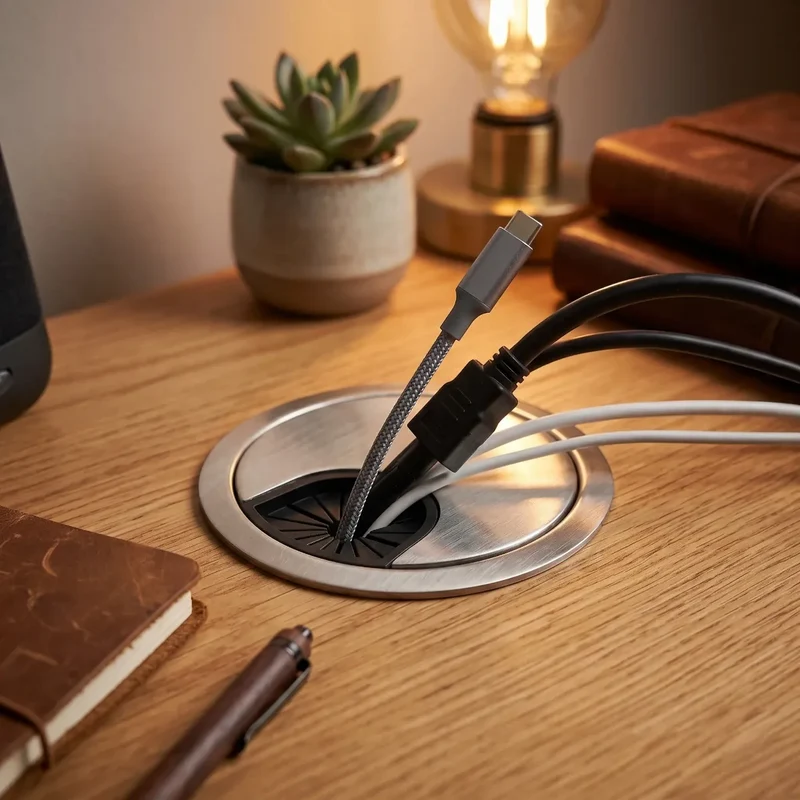Obturateur passe câbles Aura Core | Silence Visuel & Alliage de Zinc Premium