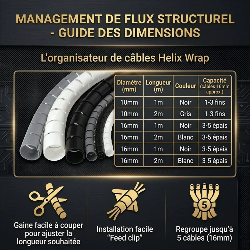 Gaine de câbles Helix Wrap | Silence Visuel & Management de Flux