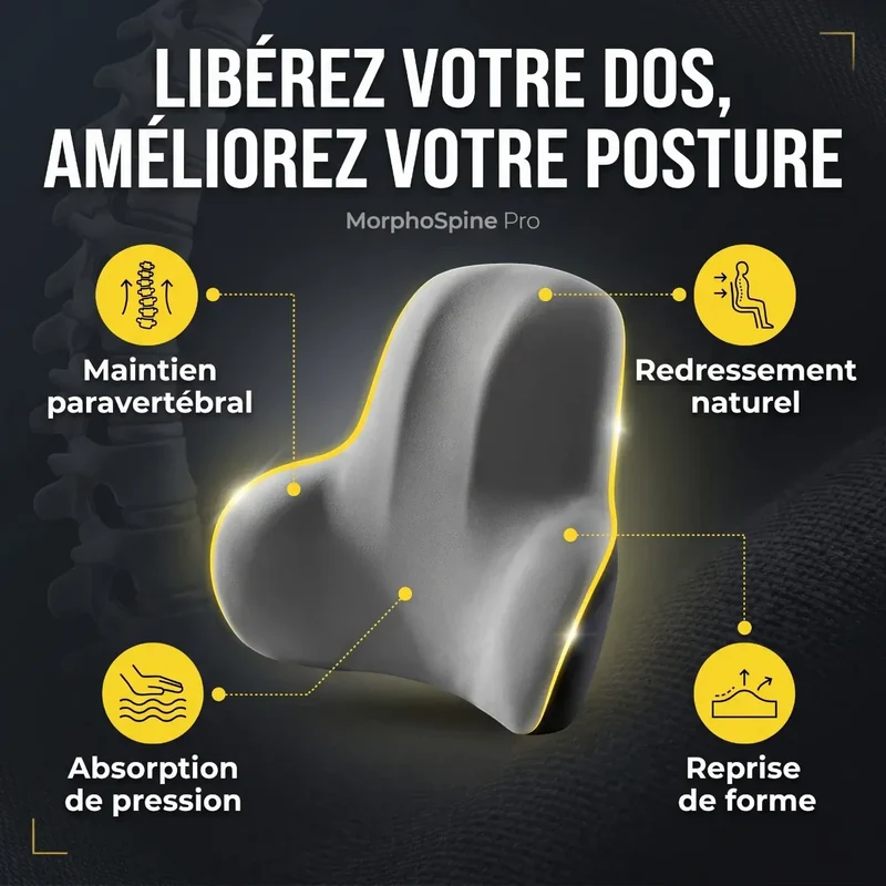 Coussin Lombaire Ergonomique MorphoSpine Pro : Mousse à Mémoire de Forme HD - Soulagement & Posture