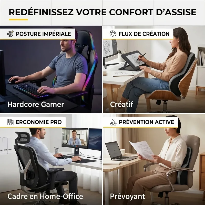 Coussin Lombaire Ergonomique MorphoSpine Pro : Mousse à Mémoire de Forme HD - Soulagement & Posture