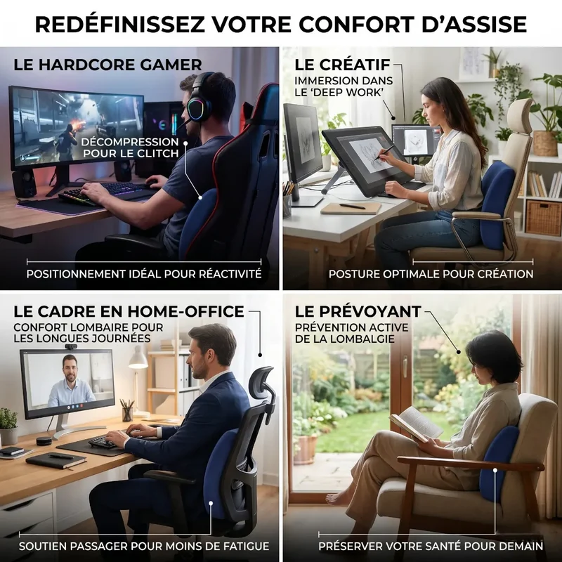 Coussin Lombaire Ergonomique L-Core : Mousse à Mémoire de Forme HD – Soulagement & Posture