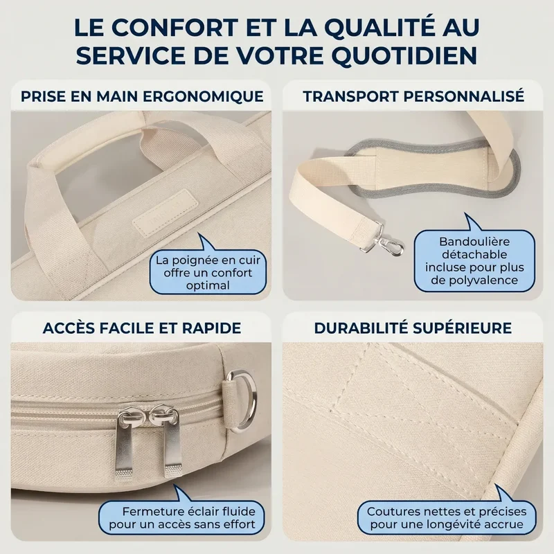 Sacoche ordinateur pour femme Le Cocon - Minimalisme élégant & Protection intégrale