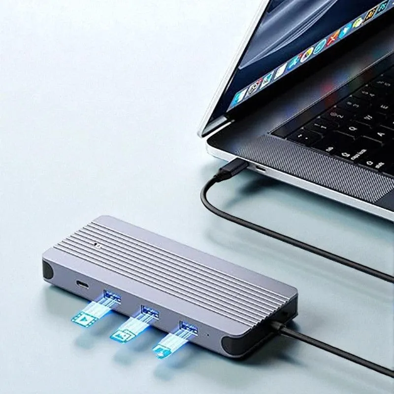 Station d’Accueil USB-C 12-en-1 avec Logement SSD M.2 | Hub Aluminium Premium 4K60Hz 10Gbps
