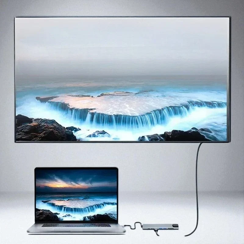 Hub USB-C 8-en-1 Compact en Aluminium Gris Sidéral | HDMI 4K, Ethernet, PD 87W
