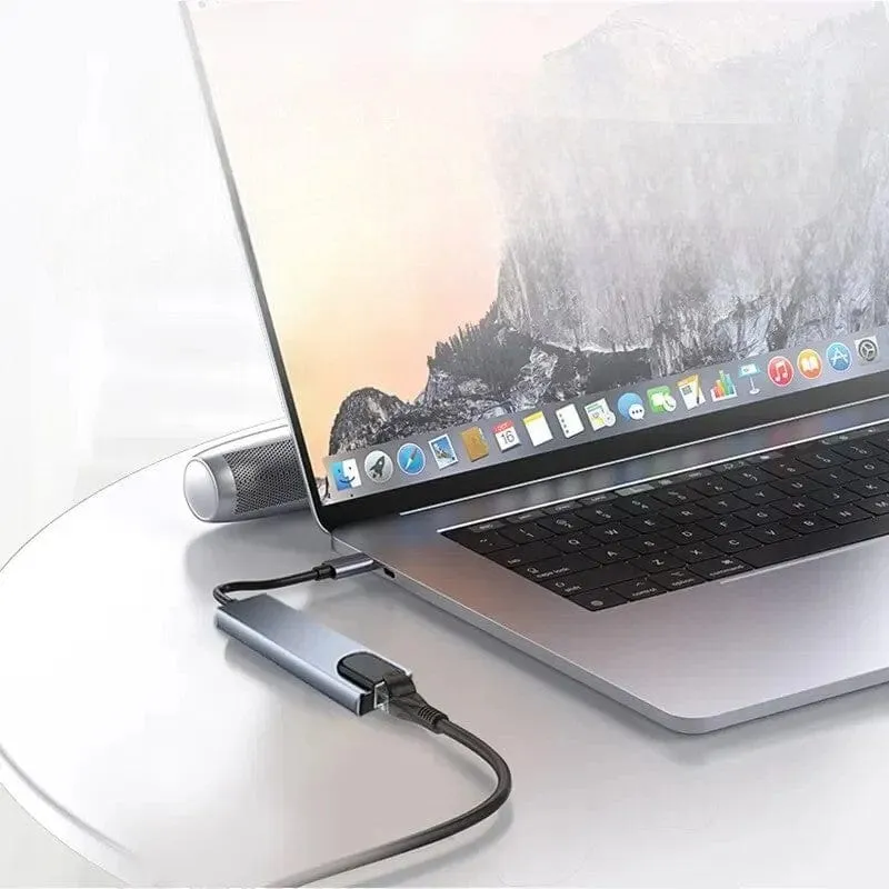 Hub USB-C 8-en-1 Compact en Aluminium Gris Sidéral | HDMI 4K, Ethernet, PD 87W