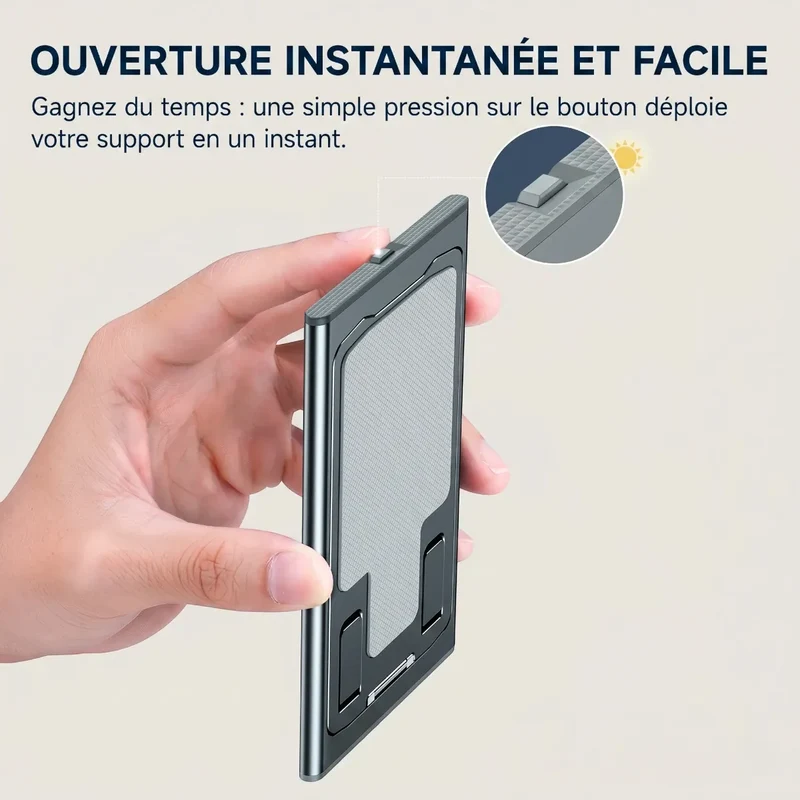 Support pour téléphone AeroRise Pro en Aluminium - Pliable pour Bureau et Lit – Alignement Optique et Confort Postural