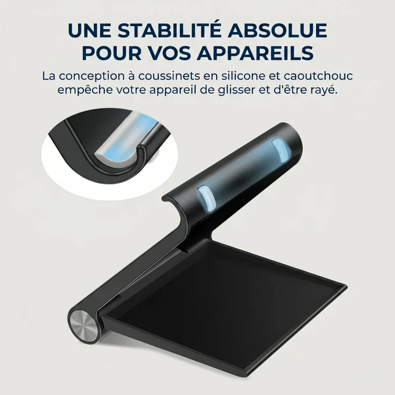 Support Téléphone AeroPivot - Pliable & Réglable - Idéal Bureau & Maison