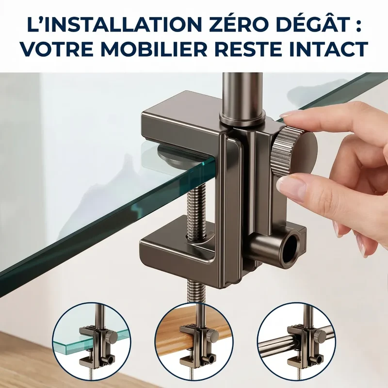 Support Téléphone ErgoPivot - Bras Télescopique Articulé - Fixation Sans Perçage