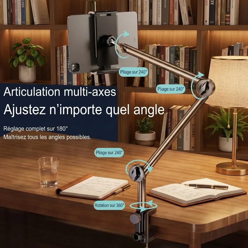 Support Téléphone ErgoPivot - Bras Télescopique Articulé - Fixation Sans Perçage