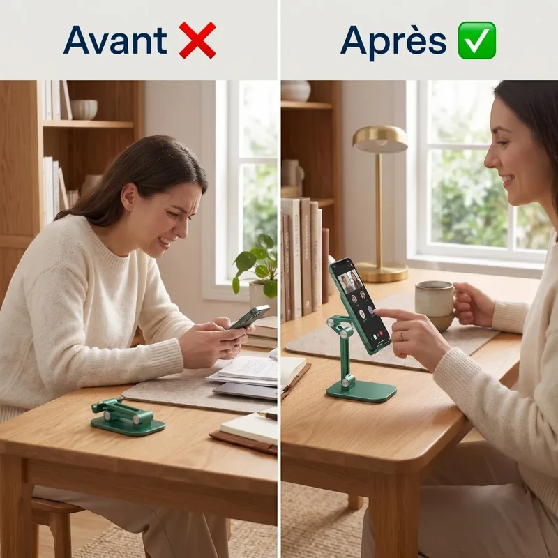 Support téléphone ApexFlex Pro Pliable - Soulage la Nuque & Optimise la Visibilité