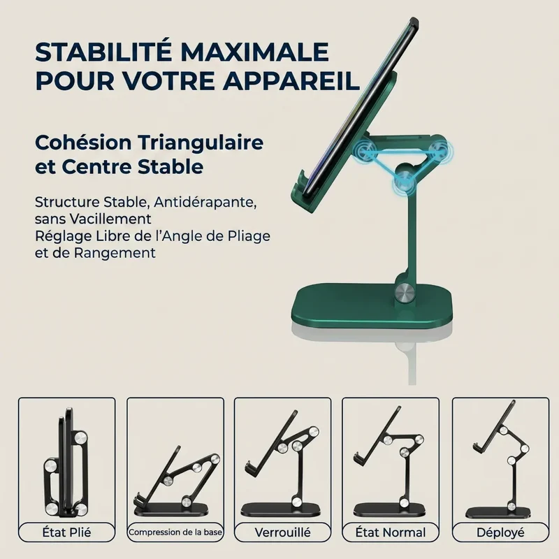 Support téléphone ApexFlex Pro Pliable - Soulage la Nuque & Optimise la Visibilité