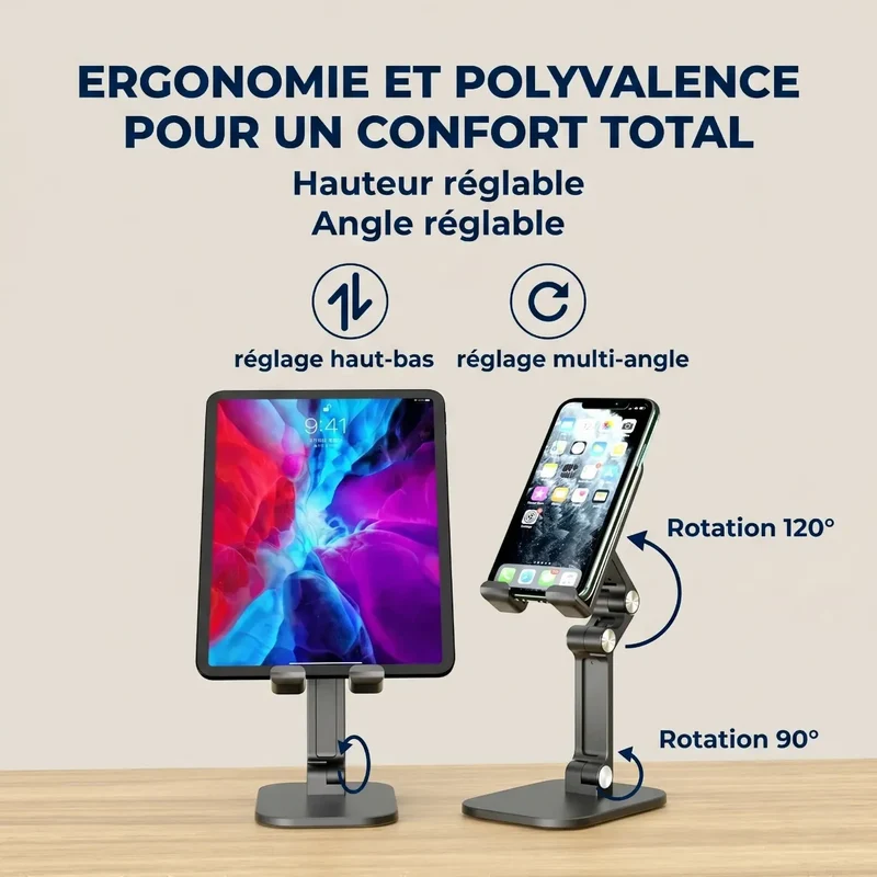 Support téléphone ApexFlex Pro Pliable - Soulage la Nuque & Optimise la Visibilité