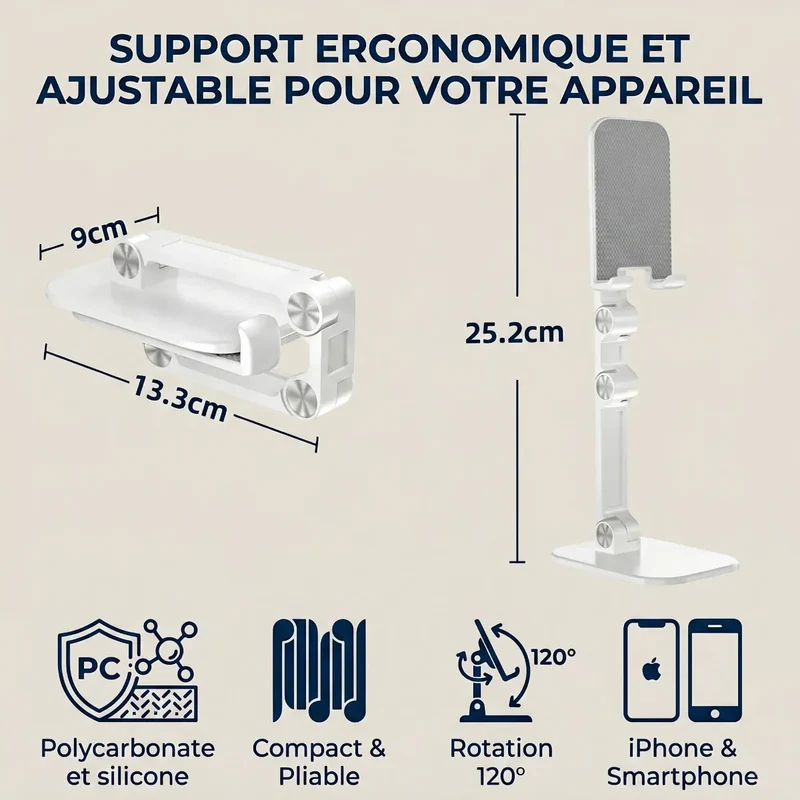 Support téléphone ApexFlex Pro Pliable - Soulage la Nuque & Optimise la Visibilité