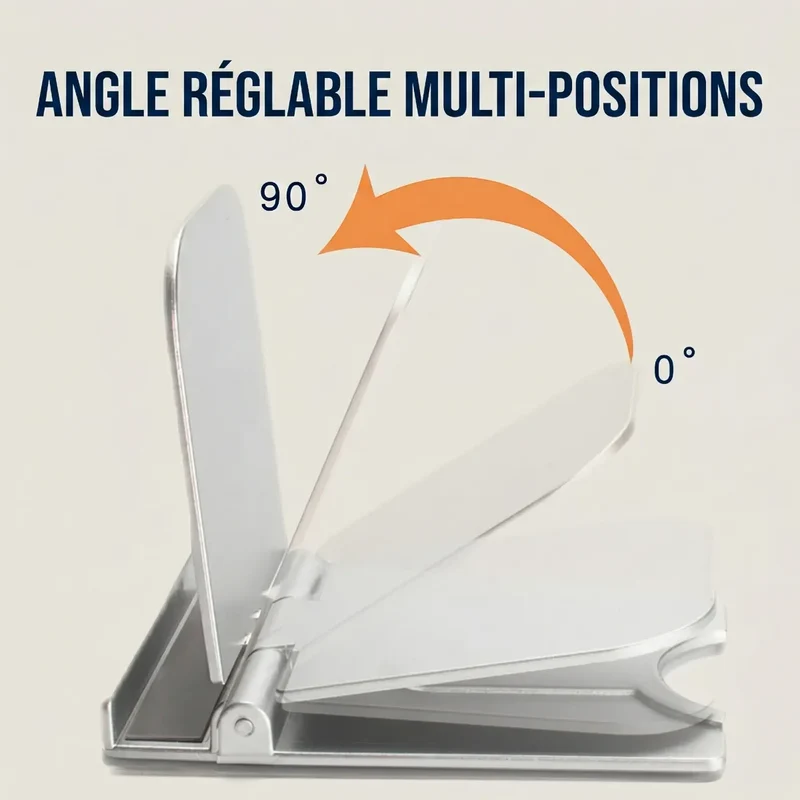 Support téléphone SlimErgo X en Aluminium Pliable pour Bureau et Lit : Posture Optimale et Notifications Instantanées