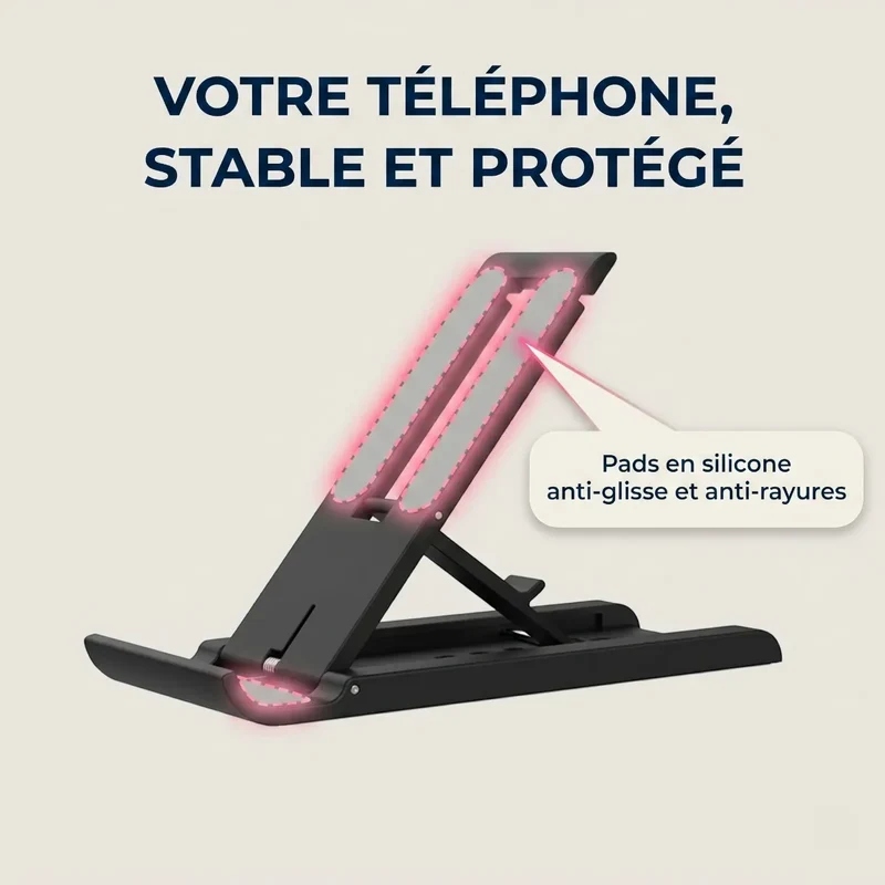 Support téléphone CosyDock Pure en polymère pliable pour bureau et lit