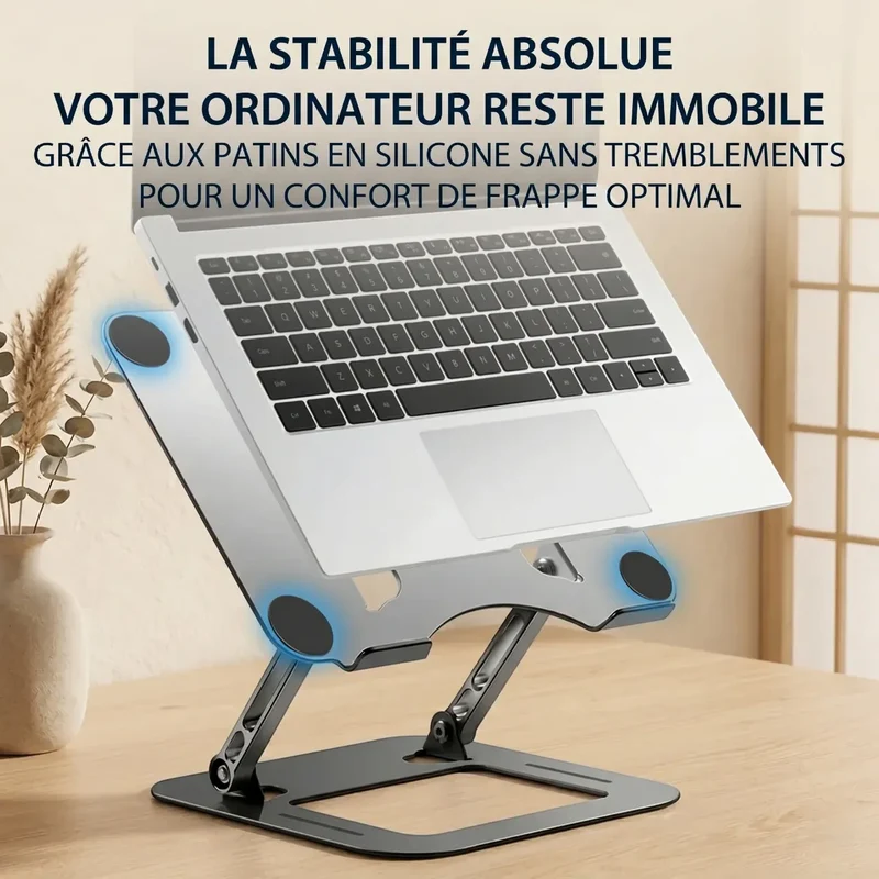Support PC portable AeroSteel Pro - Acier Carbone Inclinable - Posture & Refroidissement