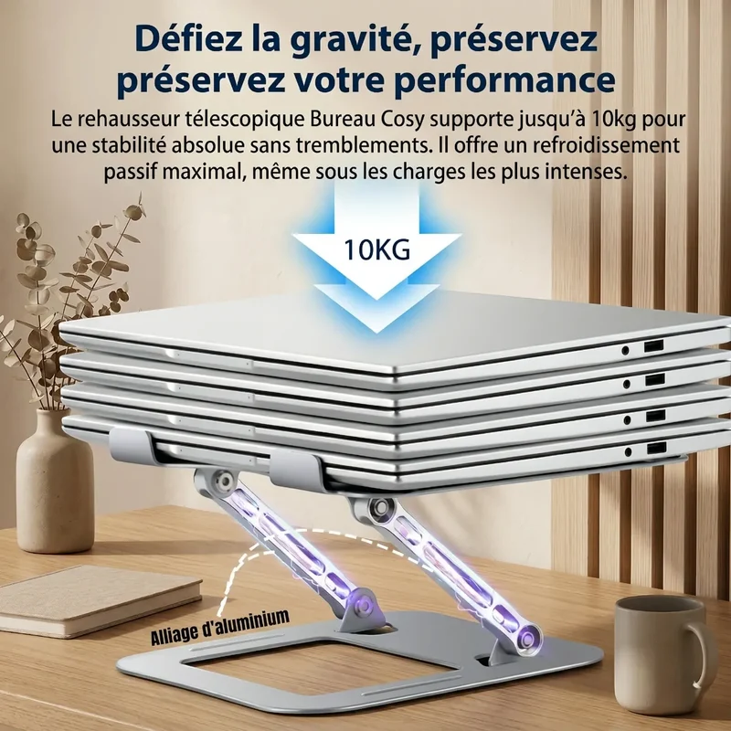 Support PC portable AeroSteel Pro - Acier Carbone Inclinable - Posture & Refroidissement
