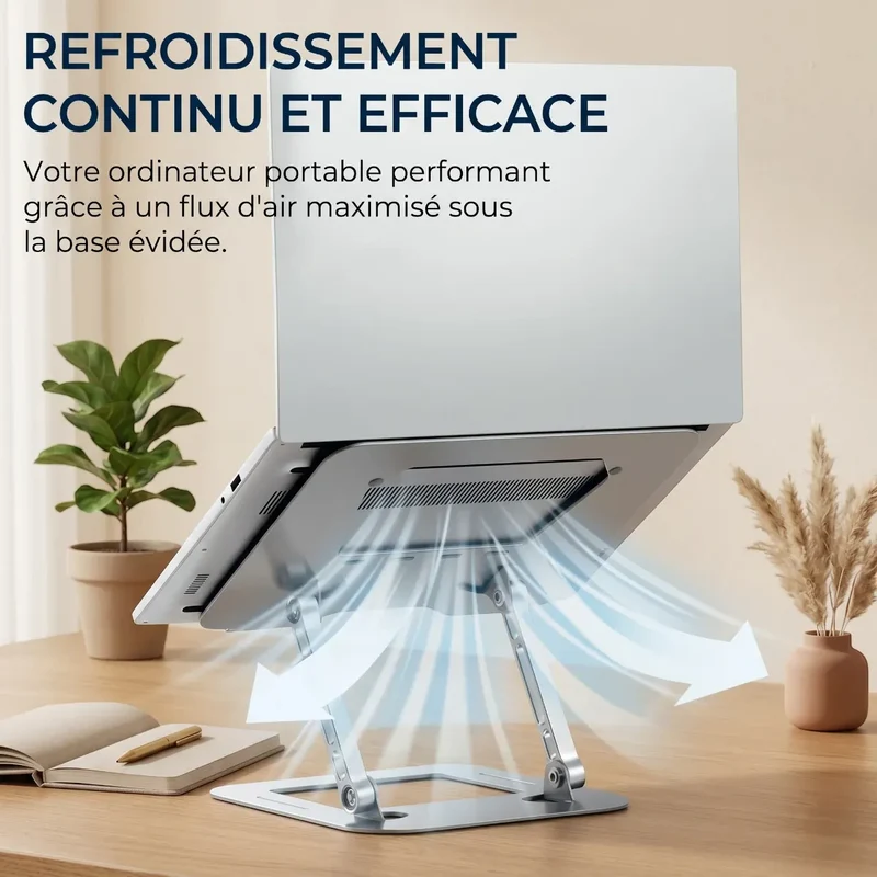 Support PC portable AeroSteel Pro - Acier Carbone Inclinable - Posture & Refroidissement