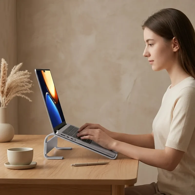 Support PC portable AeroCurve V2 - Aluminium - Incliné & Ventilé