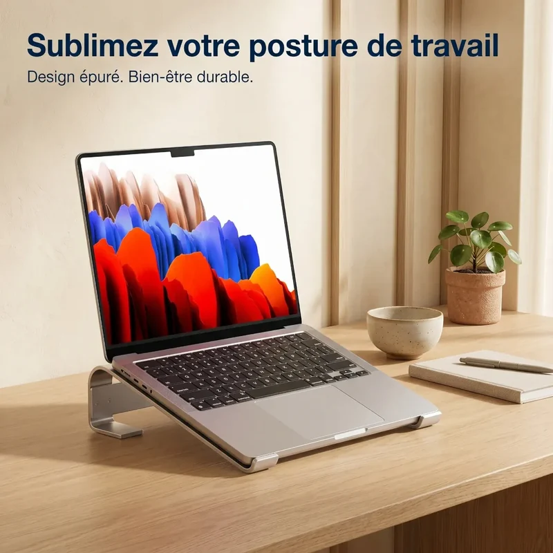 Support PC portable AeroCurve V2 - Aluminium - Incliné & Ventilé