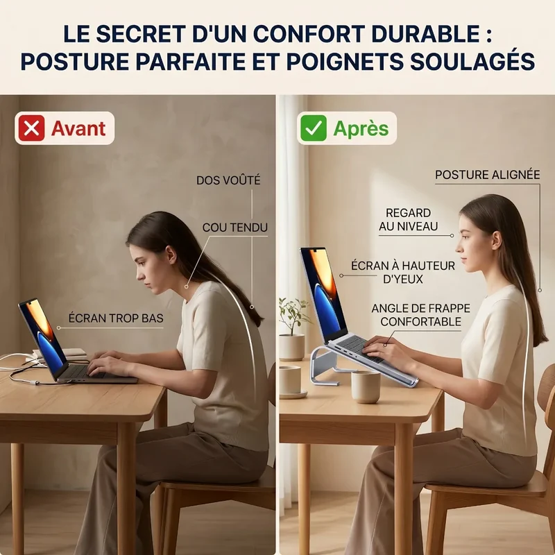 Support PC portable AeroCurve V2 - Aluminium - Incliné & Ventilé