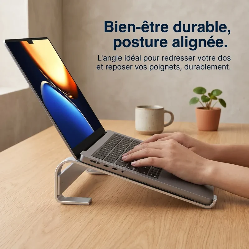 Support PC portable AeroCurve V2 - Aluminium - Incliné & Ventilé
