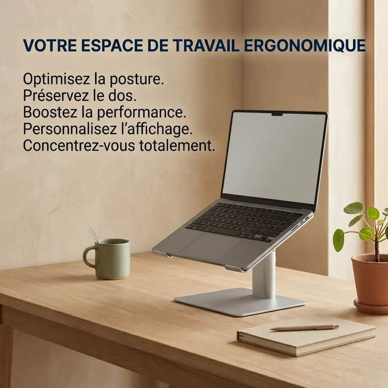 Support PC portable AeroRise Pro Aluminium Ajustable - Confort & Ventilation