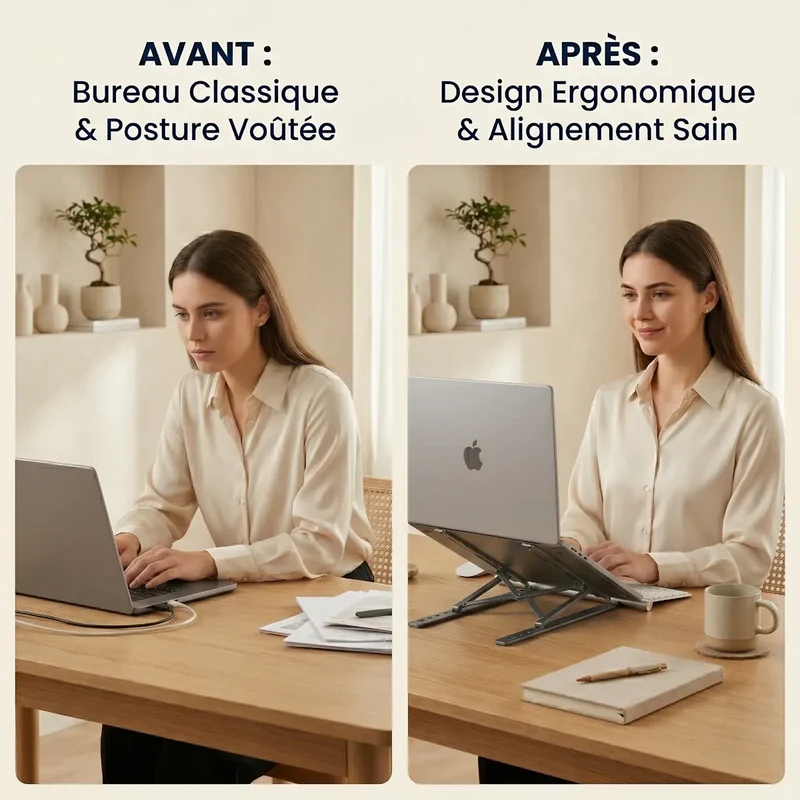 Support PC portable AeroRise Aluminium Inclinable - Confort & Posture ergonomique