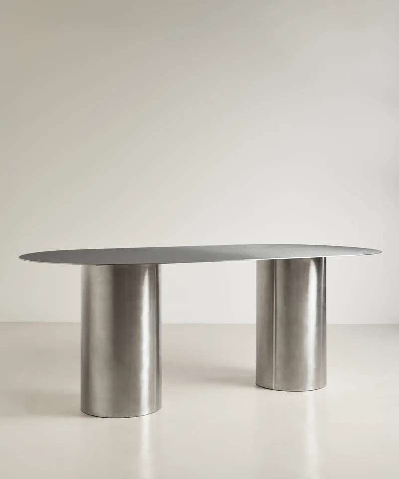 Mesa de Comedor Ovalada en Acero Laminado Iron (200 x 76 cm)