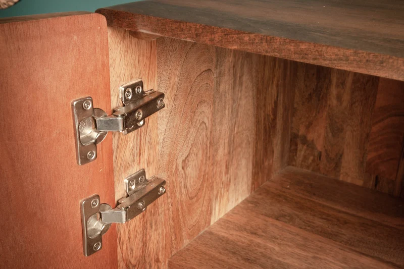 Buffet haut massif MARRAKESCH 120cm en manguier avec décoration style bohème