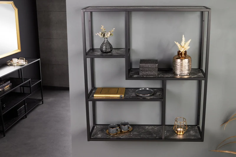 Etagère murale moderne SLIM LINE 90cm métal graphite suspendue
