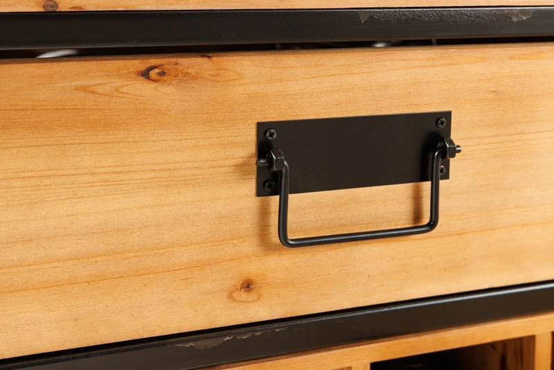 Casier à bouteilles en bois massif SEVENS SEAS 120cm casier à bouteilles en bois de pin naturel noir en métal