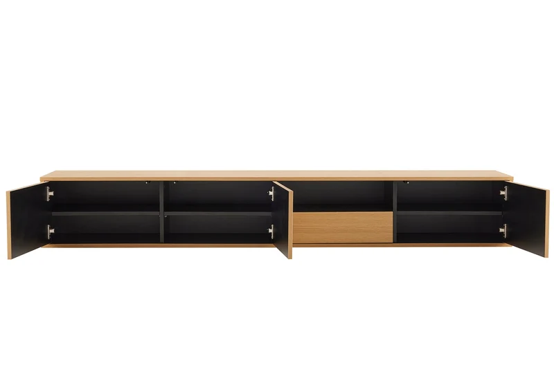 Tableau TV-Board LOFT 200cm naturel noir sept compartiments avec tiroir