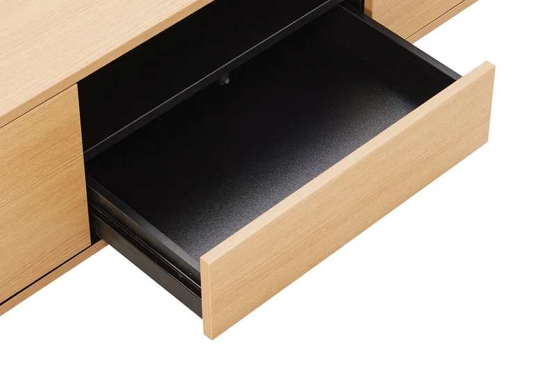 Tableau TV-Board LOFT 200cm naturel noir sept compartiments avec tiroir
