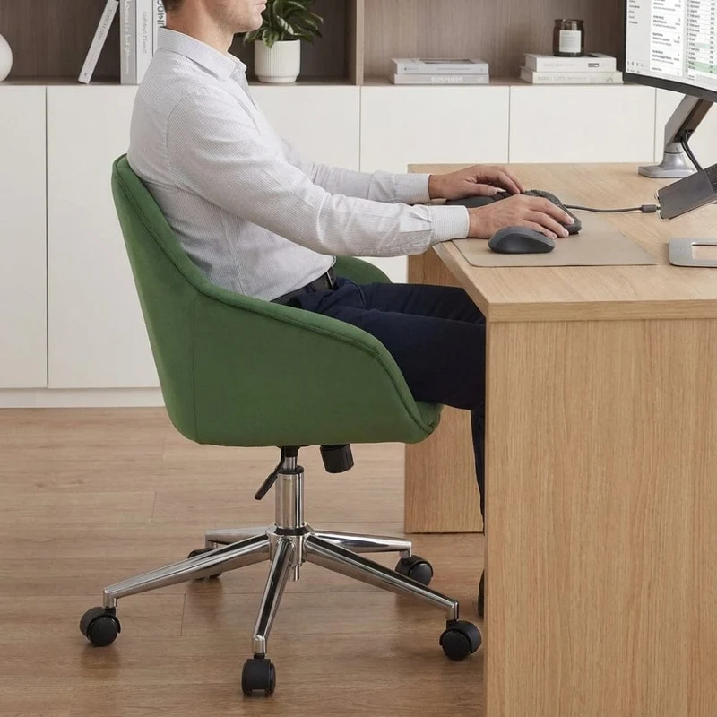 Chaise de Bureau Velours Pivotante - Confortable et Réglable