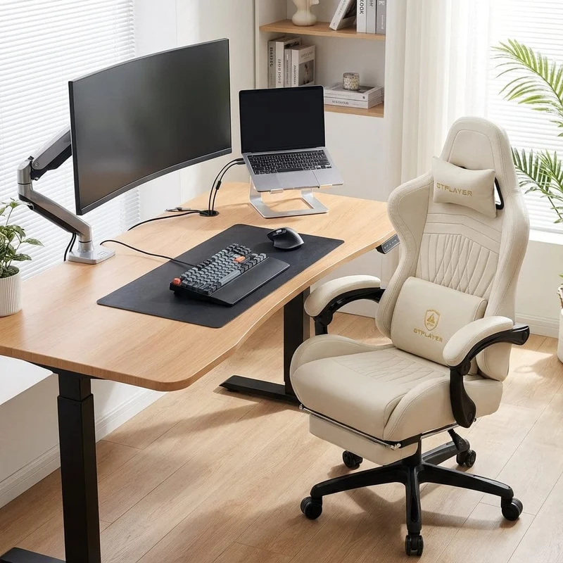 Siège de Bureau Ergonomique Ultra-Confort : Audio Bluetooth 5.1 & Repose-Pieds Intégré – L'Expérience Cockpit Immersive