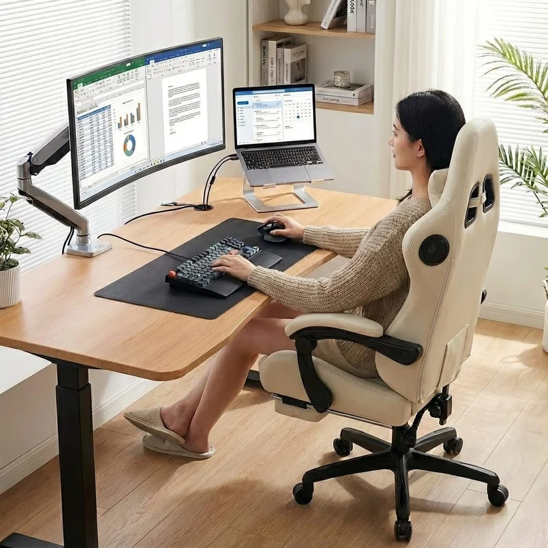 Siège de Bureau Ergonomique Ultra-Confort : Audio Bluetooth 5.1 & Repose-Pieds Intégré – L'Expérience Cockpit Immersive