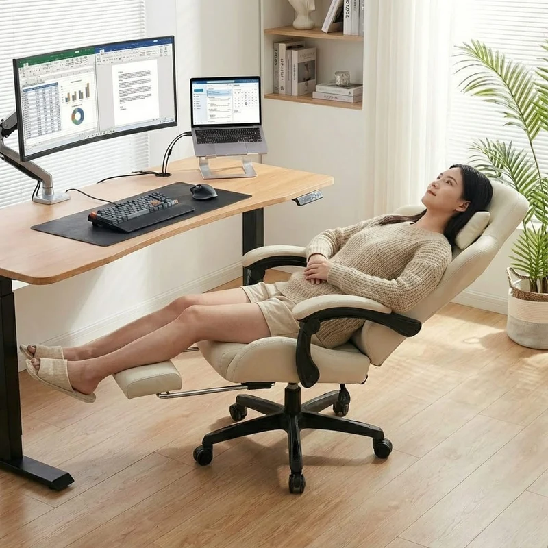 Siège de Bureau Ergonomique Ultra-Confort : Audio Bluetooth 5.1 & Repose-Pieds Intégré – L'Expérience Cockpit Immersive