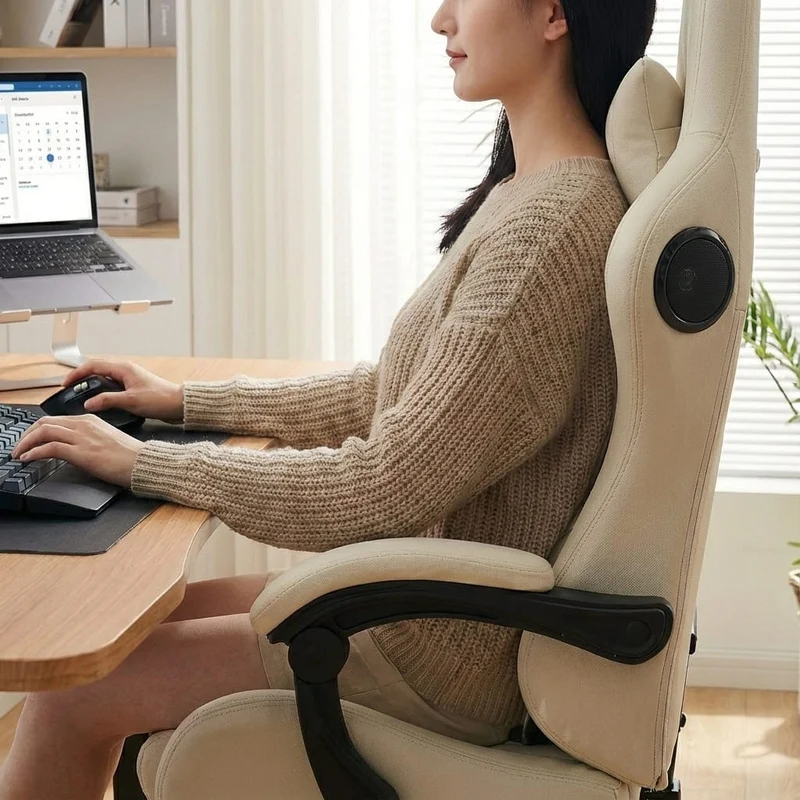Siège de Bureau Ergonomique Ultra-Confort : Audio Bluetooth 5.1 & Repose-Pieds Intégré – L'Expérience Cockpit Immersive