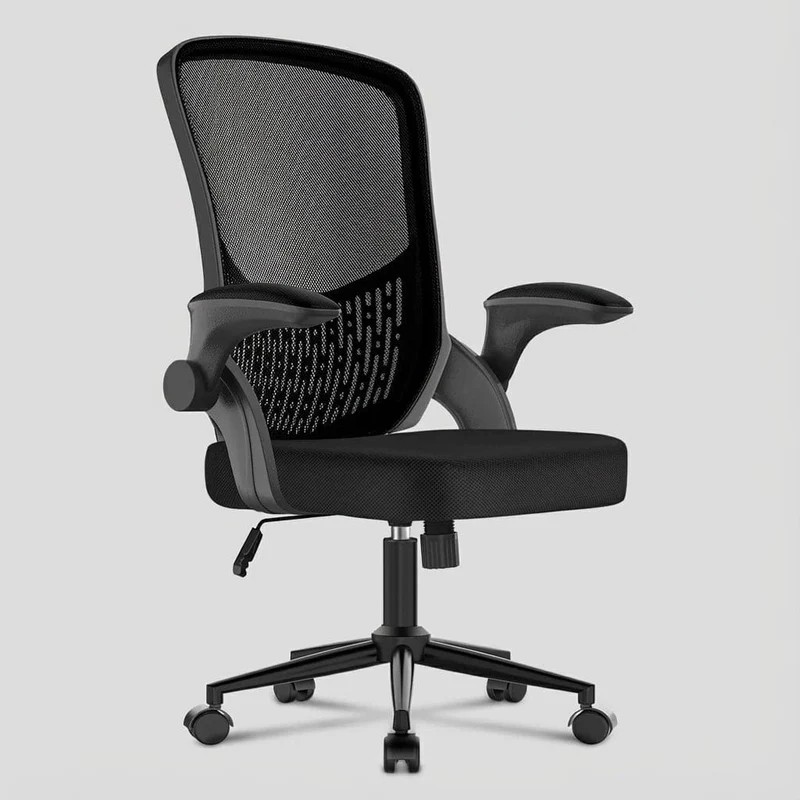 Chaise Ergonomique de Bureau avec Accoudoirs Rabattables et Rangement Intégré