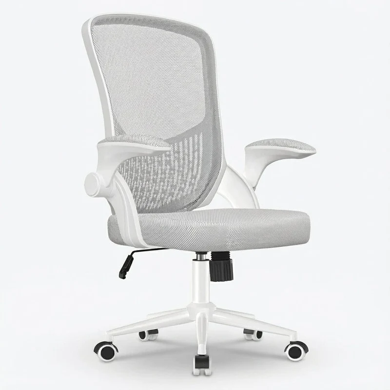 Chaise Ergonomique de Bureau avec Accoudoirs Rabattables et Rangement Intégré