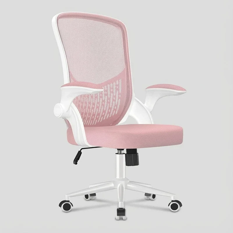 Chaise Ergonomique de Bureau avec Accoudoirs Rabattables et Rangement Intégré