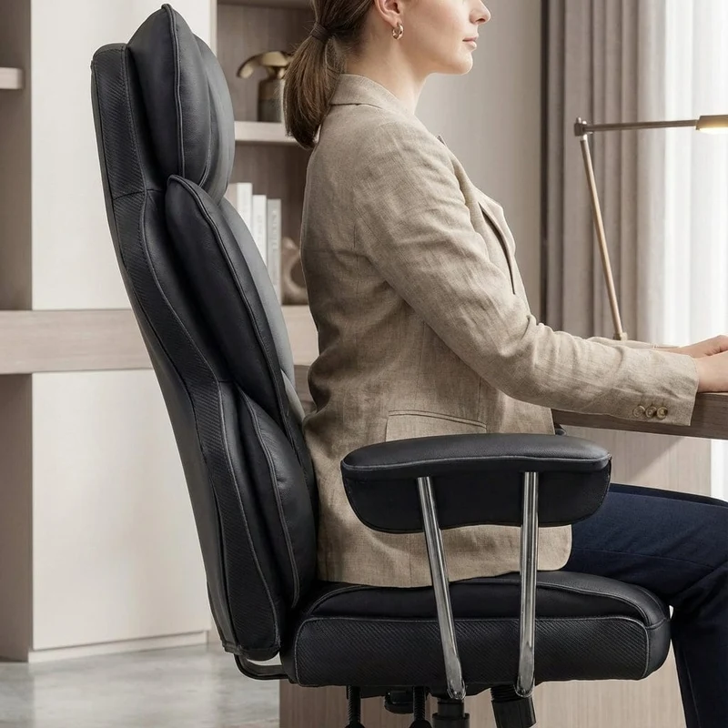 Fauteuil de Bureau Ergonomique avec Repose-Pieds Intégré et Support Lombaire 4D