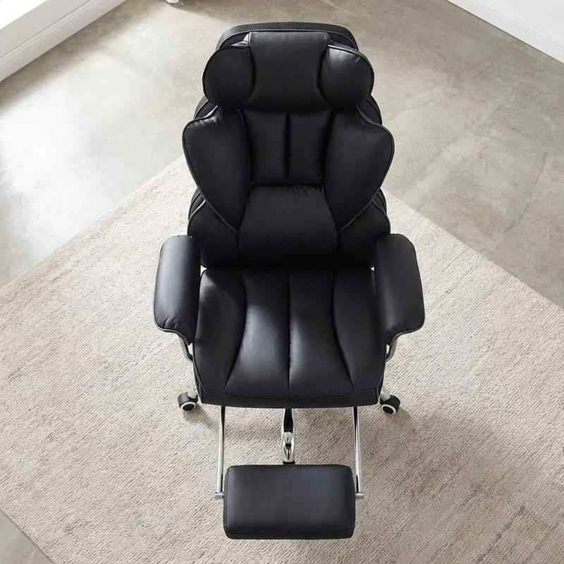 Fauteuil de Bureau Ergonomique avec Repose-Pieds Intégré et Support Lombaire 4D
