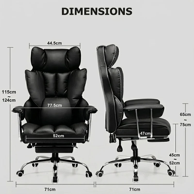 Fauteuil de Bureau Ergonomique avec Repose-Pieds Intégré et Support Lombaire 4D