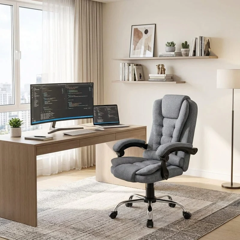 Fauteuil de Bureau Exécutif Ergonomique – Confort Absolu & Inclinaison 130° pour un Télétravail sans Douleur