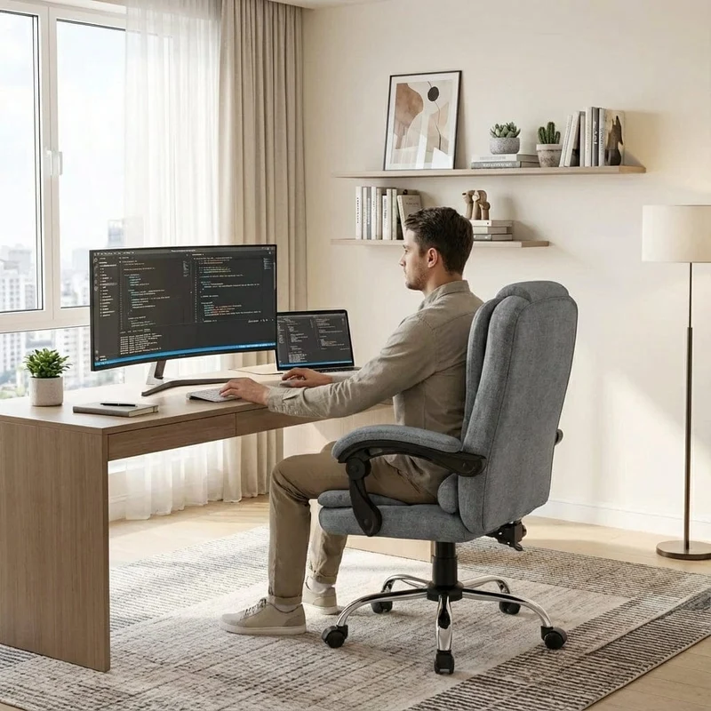 Fauteuil de Bureau Exécutif Ergonomique – Confort Absolu & Inclinaison 130° pour un Télétravail sans Douleur